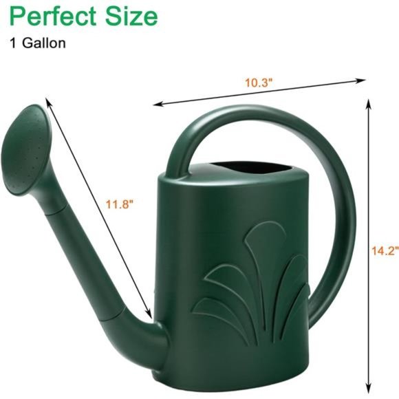 1 Gallon Watering Can for Outdoor Plants, Plastic Garden w/ Sprinkler Head - Picture 2 of 5